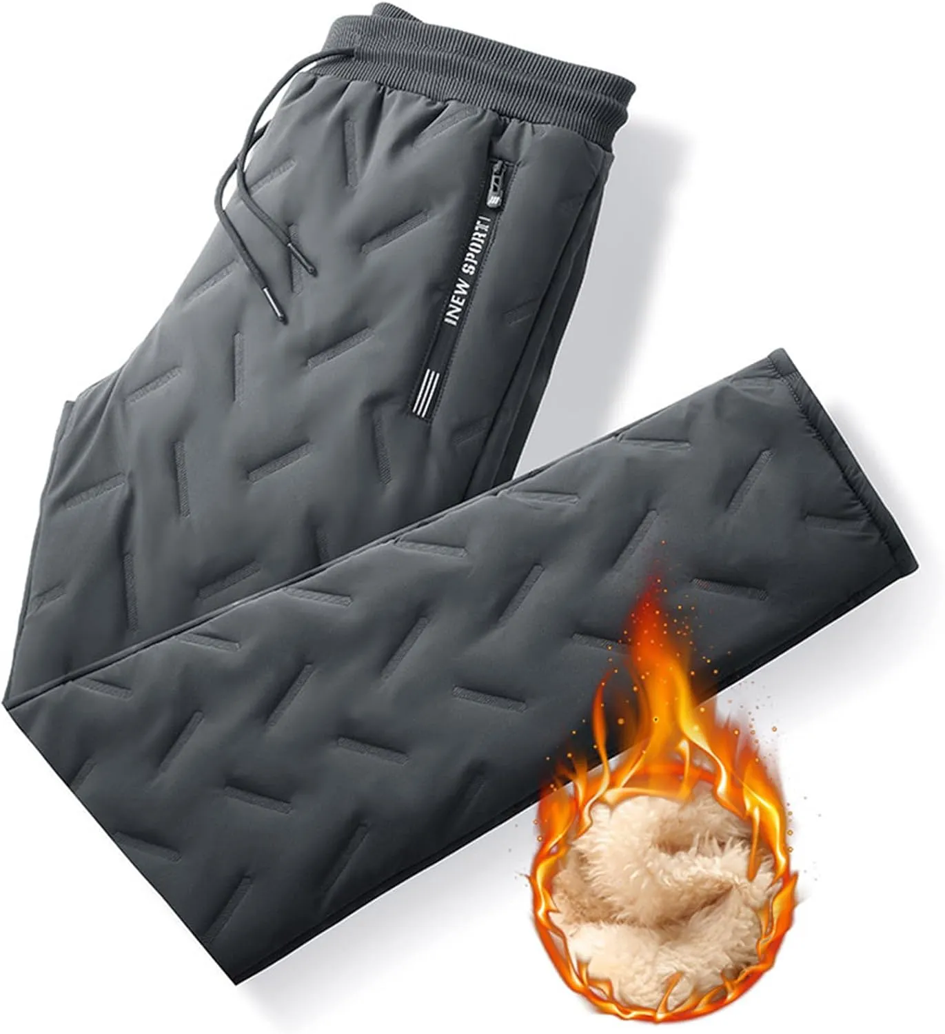 evzosrz Jolly Snow Pants,Mens Winter Warm Pants Fleece Lined Waterproof Pants Warm Bottoms Sweatpants Active Joggers Trousers