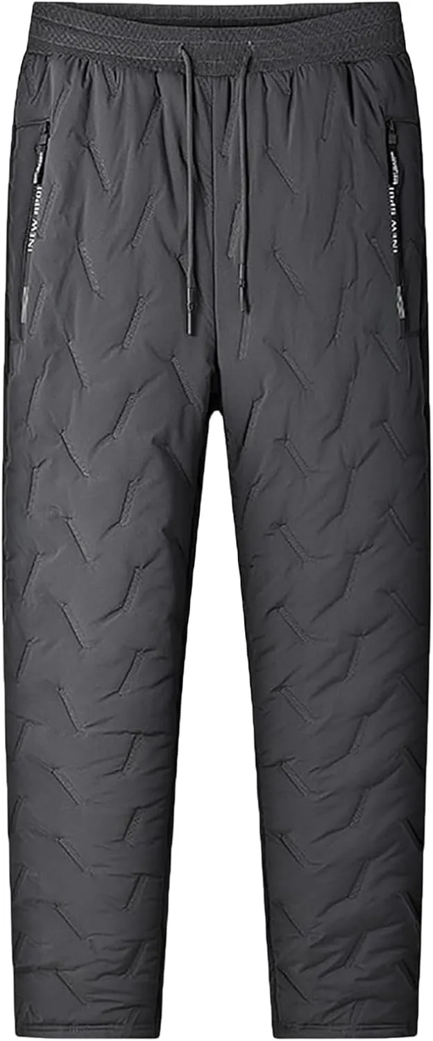 evzosrz Jolly Snow Pants,Mens Winter Warm Pants Fleece Lined Waterproof Pants Warm Bottoms Sweatpants Active Joggers Trousers
