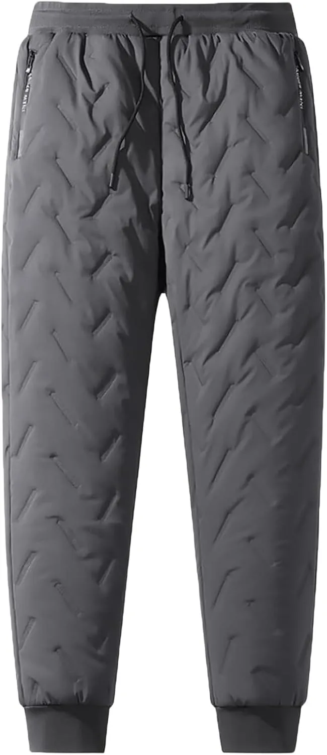 evzosrz Jolly Snow Pants,Mens Winter Warm Pants Fleece Lined Waterproof Pants Warm Bottoms Sweatpants Active Joggers Trousers