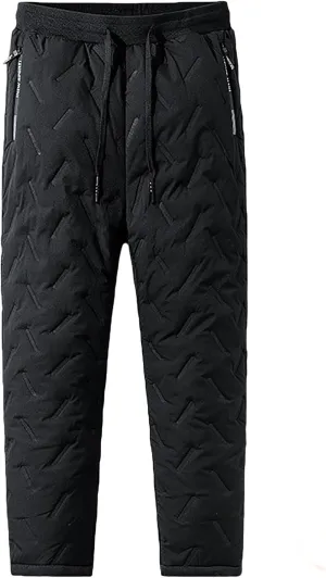 evzosrz Jolly Snow Pants,Mens Winter Warm Pants Fleece Lined Waterproof Pants Warm Bottoms Sweatpants Active Joggers Trousers