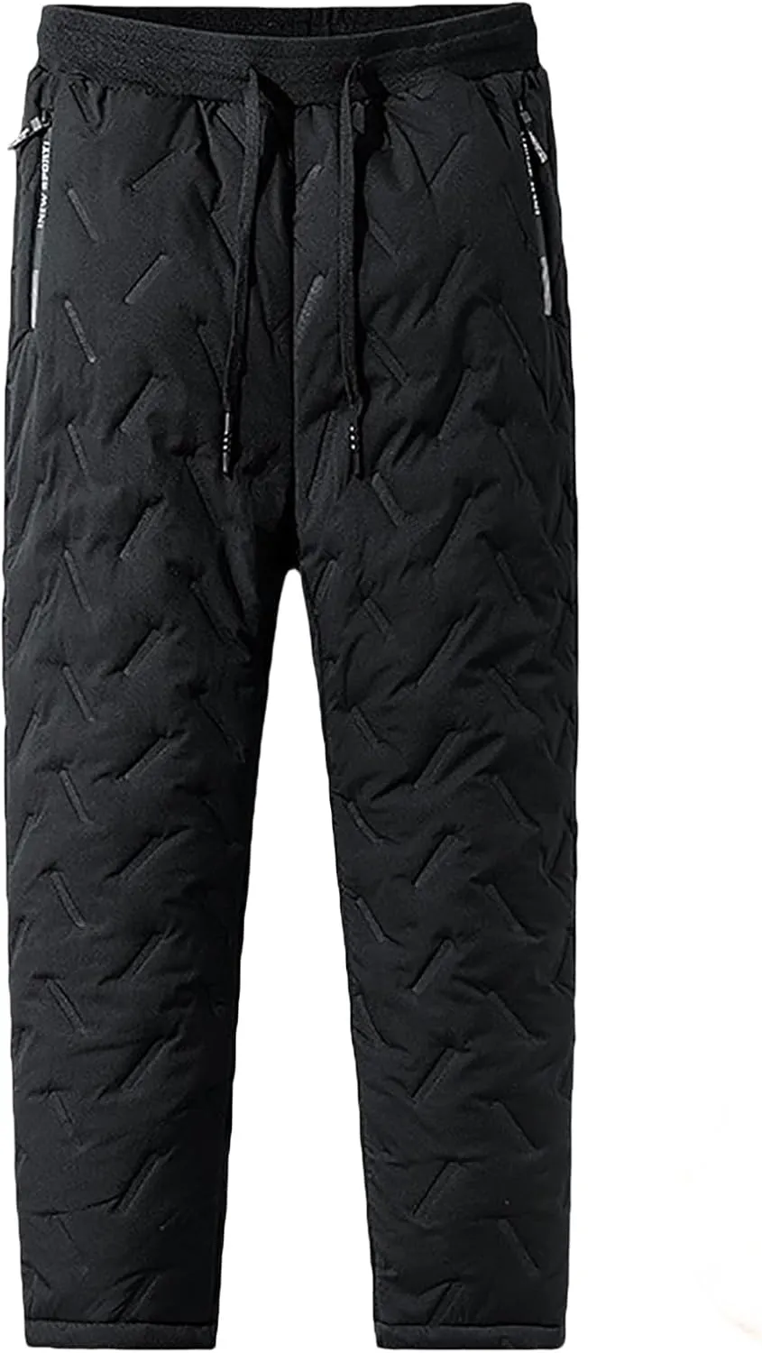 evzosrz Jolly Snow Pants,Mens Winter Warm Pants Fleece Lined Waterproof Pants Warm Bottoms Sweatpants Active Joggers Trousers