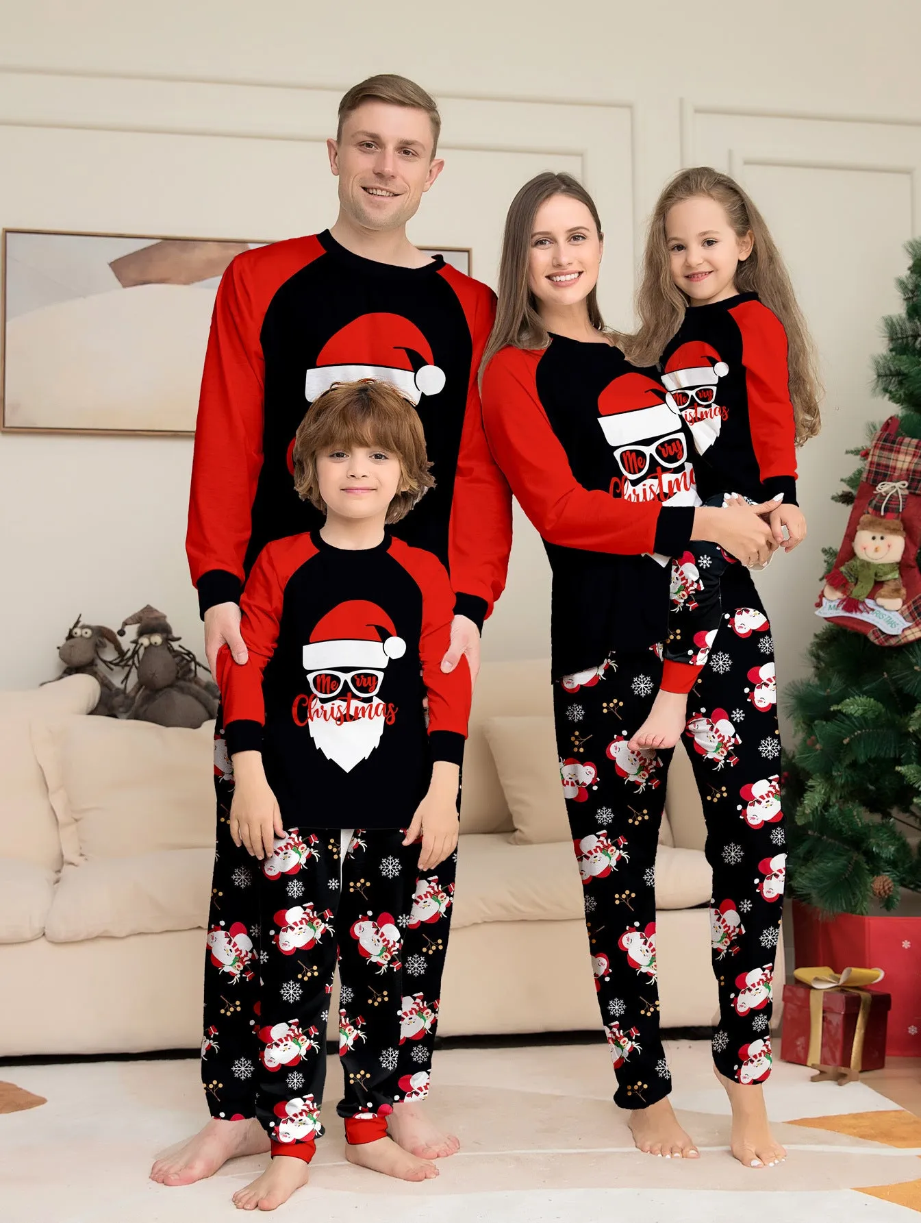 Family Matching Santa Printed Family Pajama Sets
