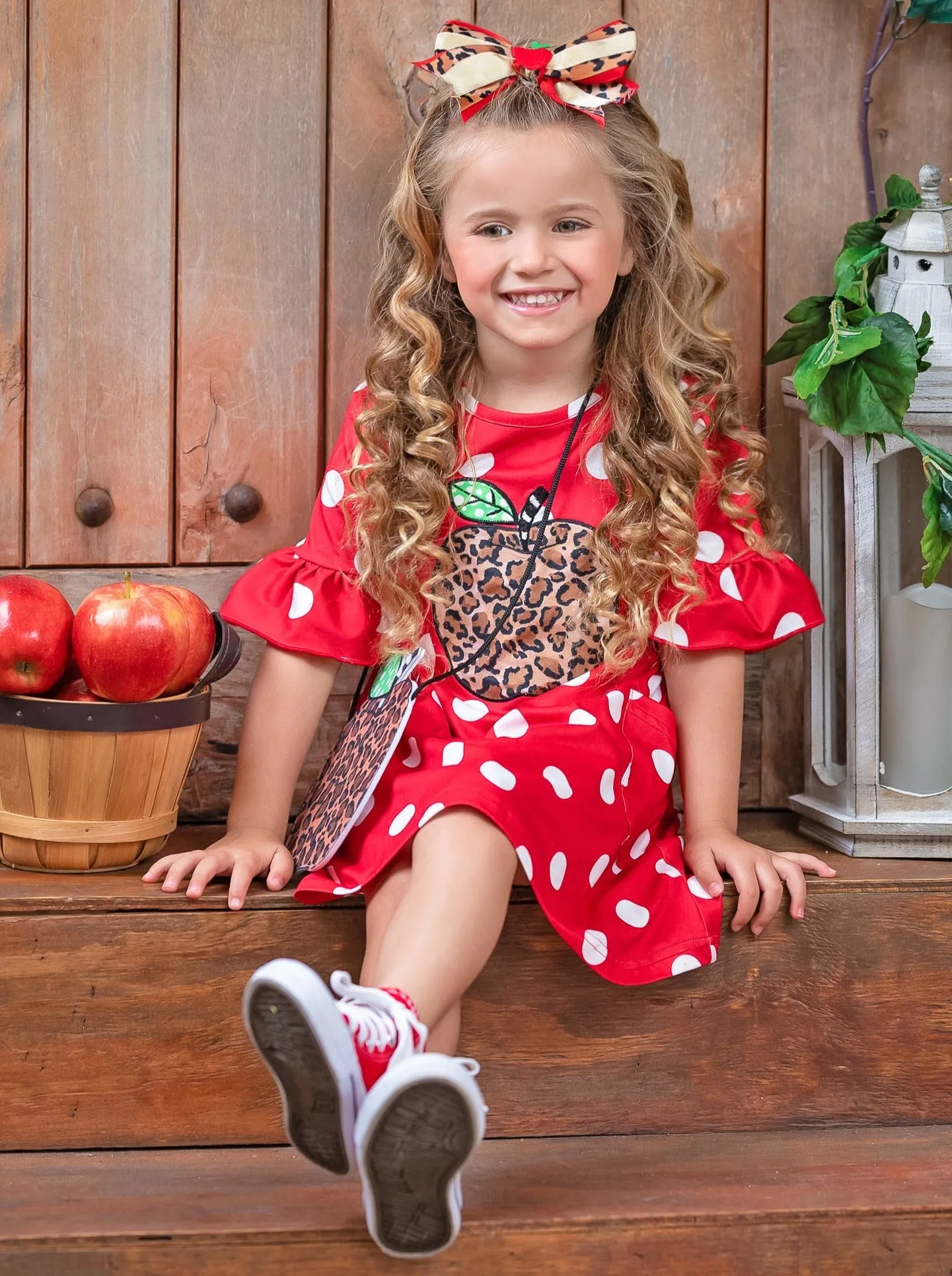 Fierce Learner Polka Dot Dress, Hair Bow, and Purse Set