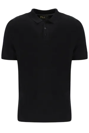 Fila Vintage Men's Evan Drop Needle Knit Polo Shirt Black