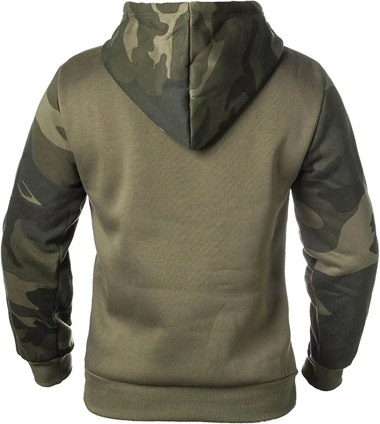 Finelylove Men's Pullover Hoodie Fleece Military Camo Hoodie Long Sleeve Contrast Color Hooded Sweatshirt with Pocket