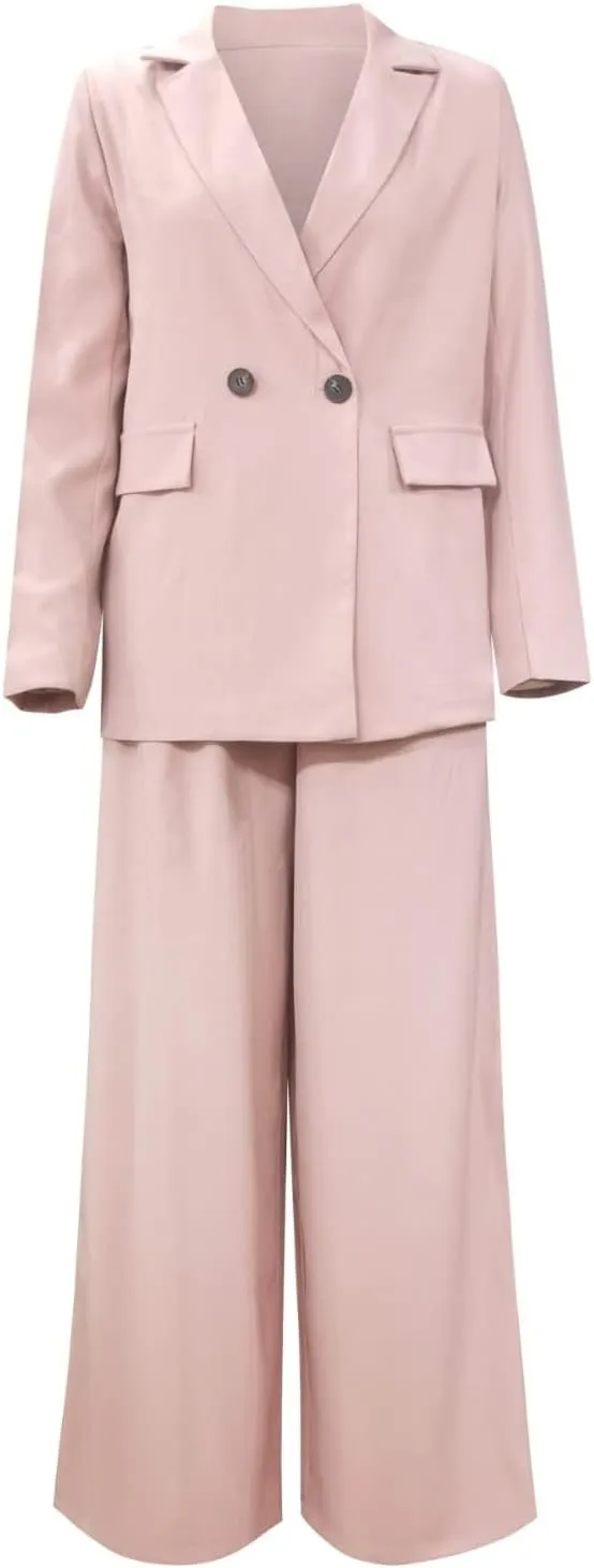 Firzero Blazers for Women Business Casual Suits 2 Piece Office Work Suit Set Elegant Formal Button Blazer Jacket Pants Set
