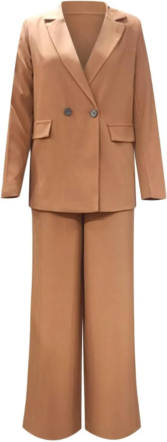 Firzero Blazers for Women Business Casual Suits 2 Piece Office Work Suit Set Elegant Formal Button Blazer Jacket Pants Set