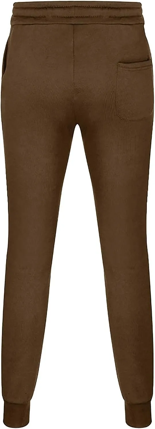 Fleece Lined Sweatpants for Men Slim Fit Jogger Pants with Drawstring Casual Track Pants Tapered Winter Trousers