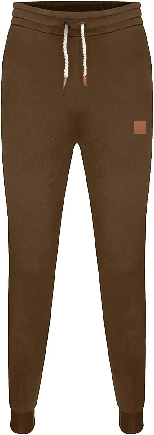 Fleece Lined Sweatpants for Men Slim Fit Jogger Pants with Drawstring Casual Track Pants Tapered Winter Trousers