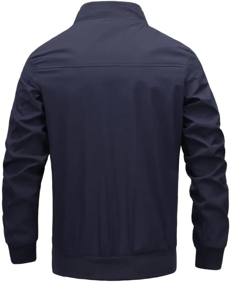 FMCHICO Men's Bomber Jacket Lightweight Spring Fall Windbreaker Casual Coats with Pockets