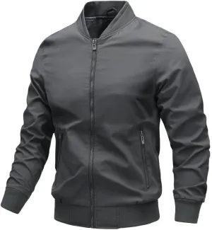 FMCHICO Men's Bomber Jacket Lightweight Spring Fall Windbreaker Casual Coats with Pockets