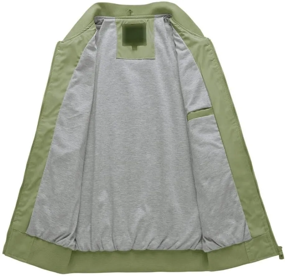 FMCHICO Men's Bomber Jacket Lightweight Spring Fall Windbreaker Casual Coats with Pockets