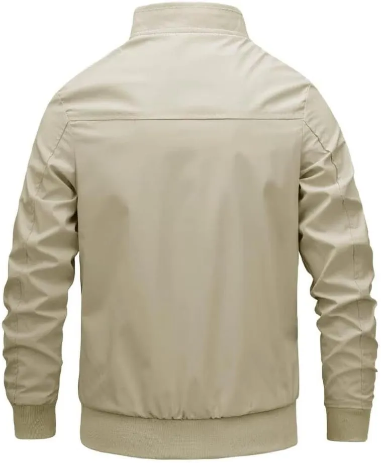 FMCHICO Men's Bomber Jacket Lightweight Spring Fall Windbreaker Casual Coats with Pockets