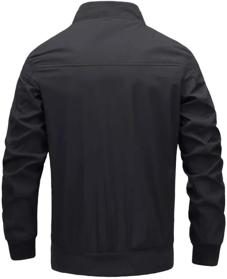 FMCHICO Men's Bomber Jacket Lightweight Spring Fall Windbreaker Casual Coats with Pockets