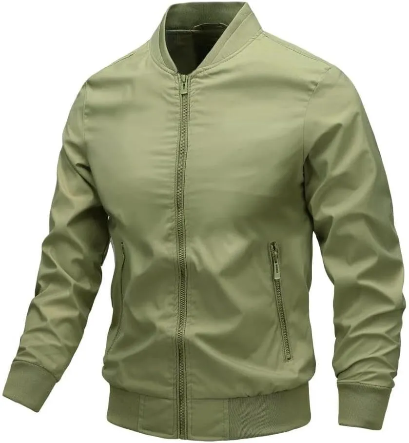 FMCHICO Men's Bomber Jacket Lightweight Spring Fall Windbreaker Casual Coats with Pockets