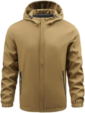 FMCHICO Men's Hooded Full Zip Jacket Waterproof Windbreaker Lightweight Rain Coat Work Hiking