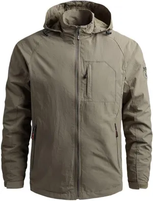 FMCHICO Men's Lightweight Waterproof Hooded Rain Jacket Outdoor Raincoat Jacket for Hiking Travel