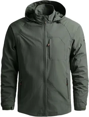 FMCHICO Men's Lightweight Waterproof Hooded Rain Jacket Outdoor Raincoat Jacket for Hiking Travel