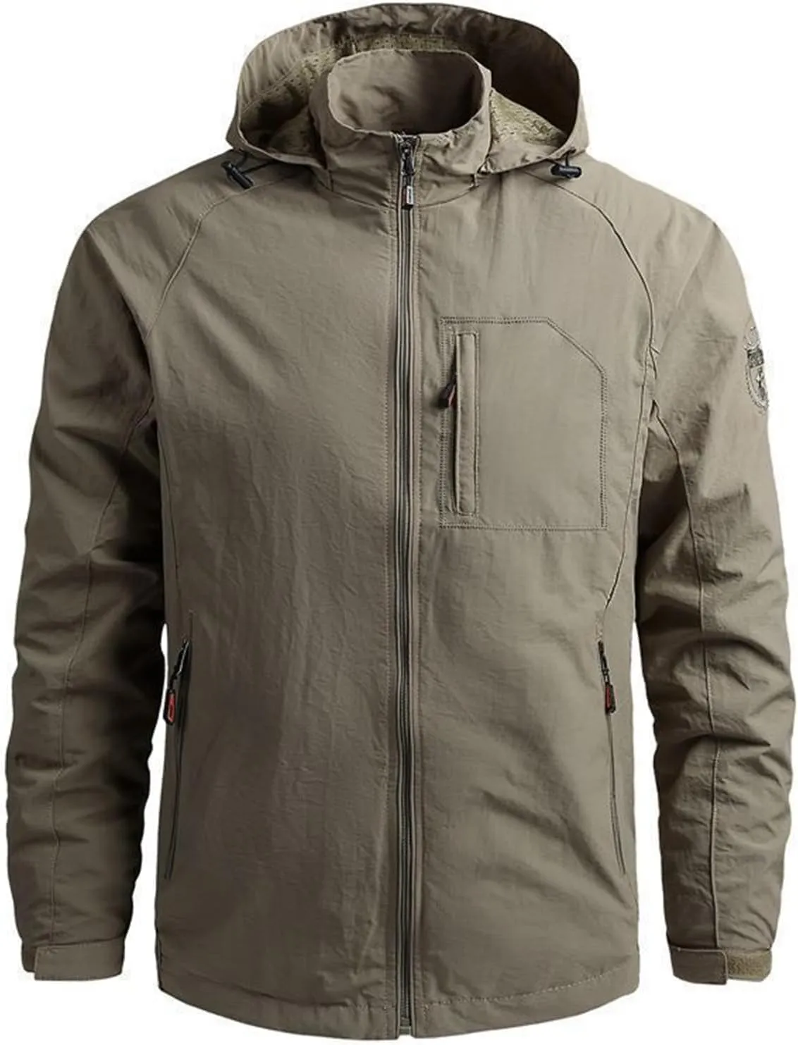 FMCHICO Men's Lightweight Waterproof Hooded Rain Jacket Outdoor Raincoat Jacket for Hiking Travel