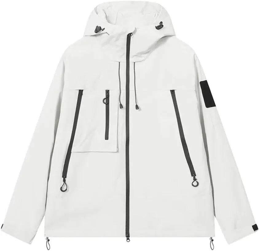 FMCHICO Mens Rain Jacket Waterproof with Hooded Hiking Coat Lightweight Windbreaker