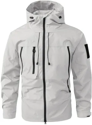 FMCHICO Mens Rain Jacket Waterproof with Hooded Hiking Coat Lightweight Windbreaker
