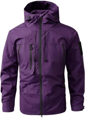 FMCHICO Mens Rain Jacket Waterproof with Hooded Hiking Coat Lightweight Windbreaker