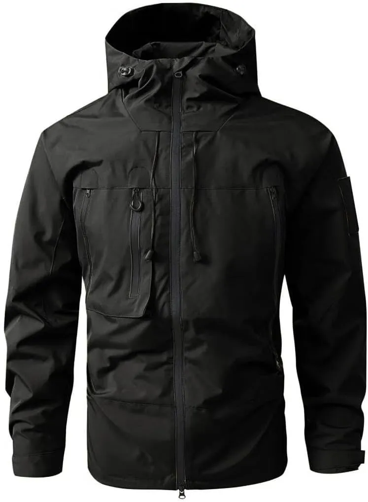 FMCHICO Mens Rain Jacket Waterproof with Hooded Hiking Coat Lightweight Windbreaker