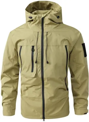 FMCHICO Mens Rain Jacket Waterproof with Hooded Hiking Coat Lightweight Windbreaker