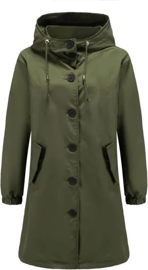 FMCHICO Rain Jacket Women Waterproof Lightweight Raincoat with Hood for Hiking Outdoor Travel