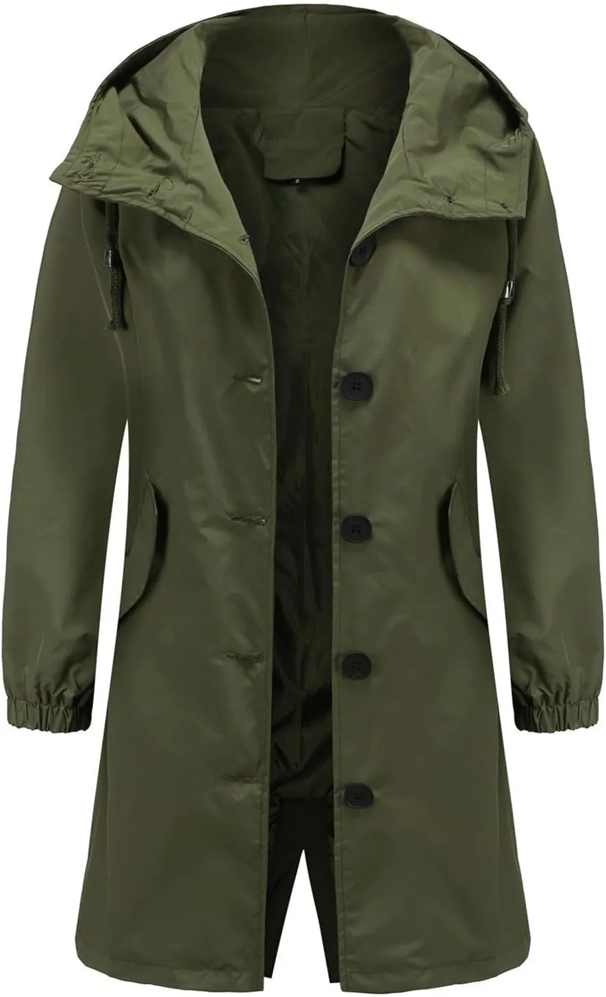FMCHICO Rain Jacket Women Waterproof Lightweight Raincoat with Hood for Hiking Outdoor Travel