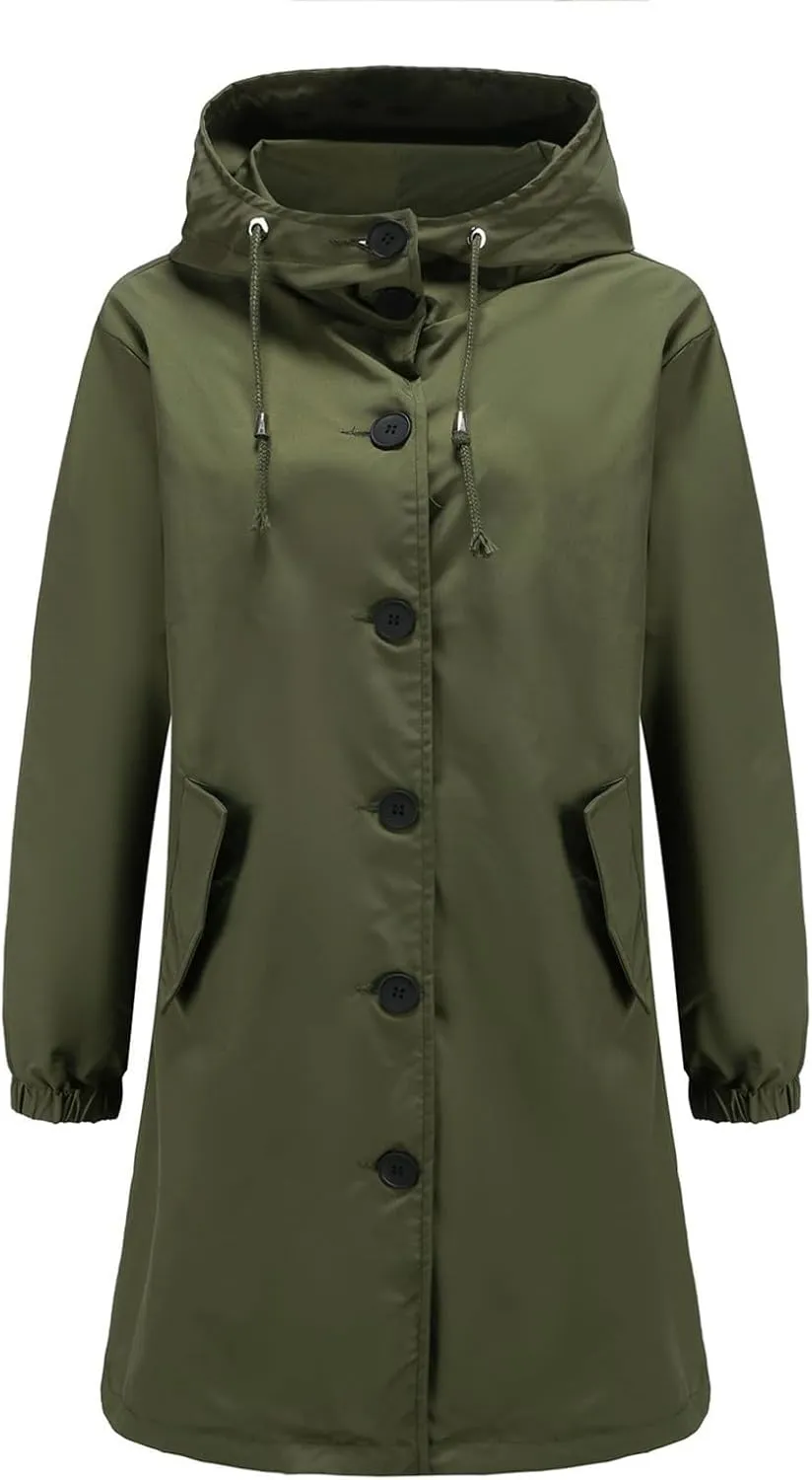 FMCHICO Rain Jacket Women Waterproof Lightweight Raincoat with Hood for Hiking Outdoor Travel
