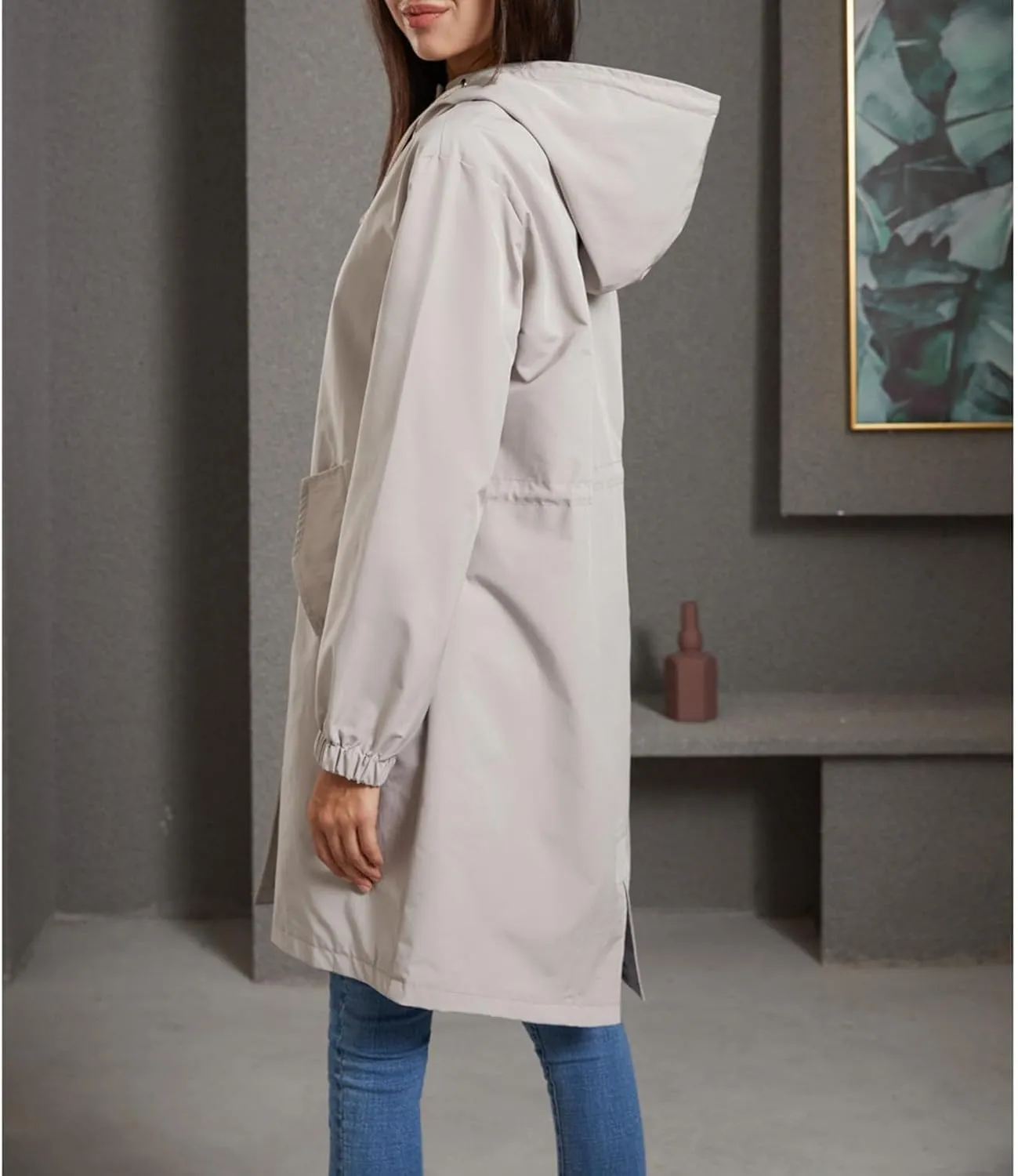 FMCHICO Rain Jacket Women Waterproof Lightweight Raincoat with Hood for Hiking Outdoor Travel