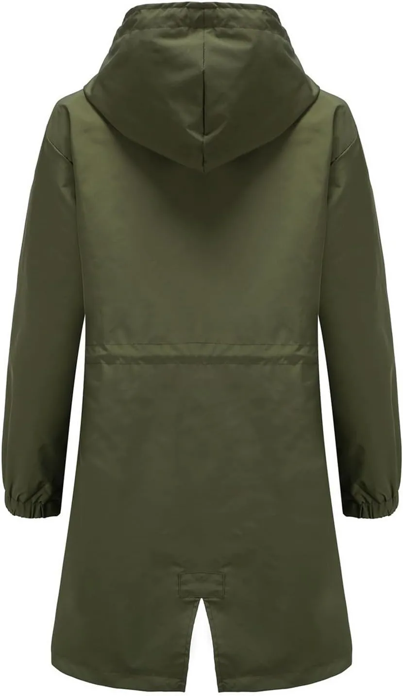 FMCHICO Rain Jacket Women Waterproof Lightweight Raincoat with Hood for Hiking Outdoor Travel