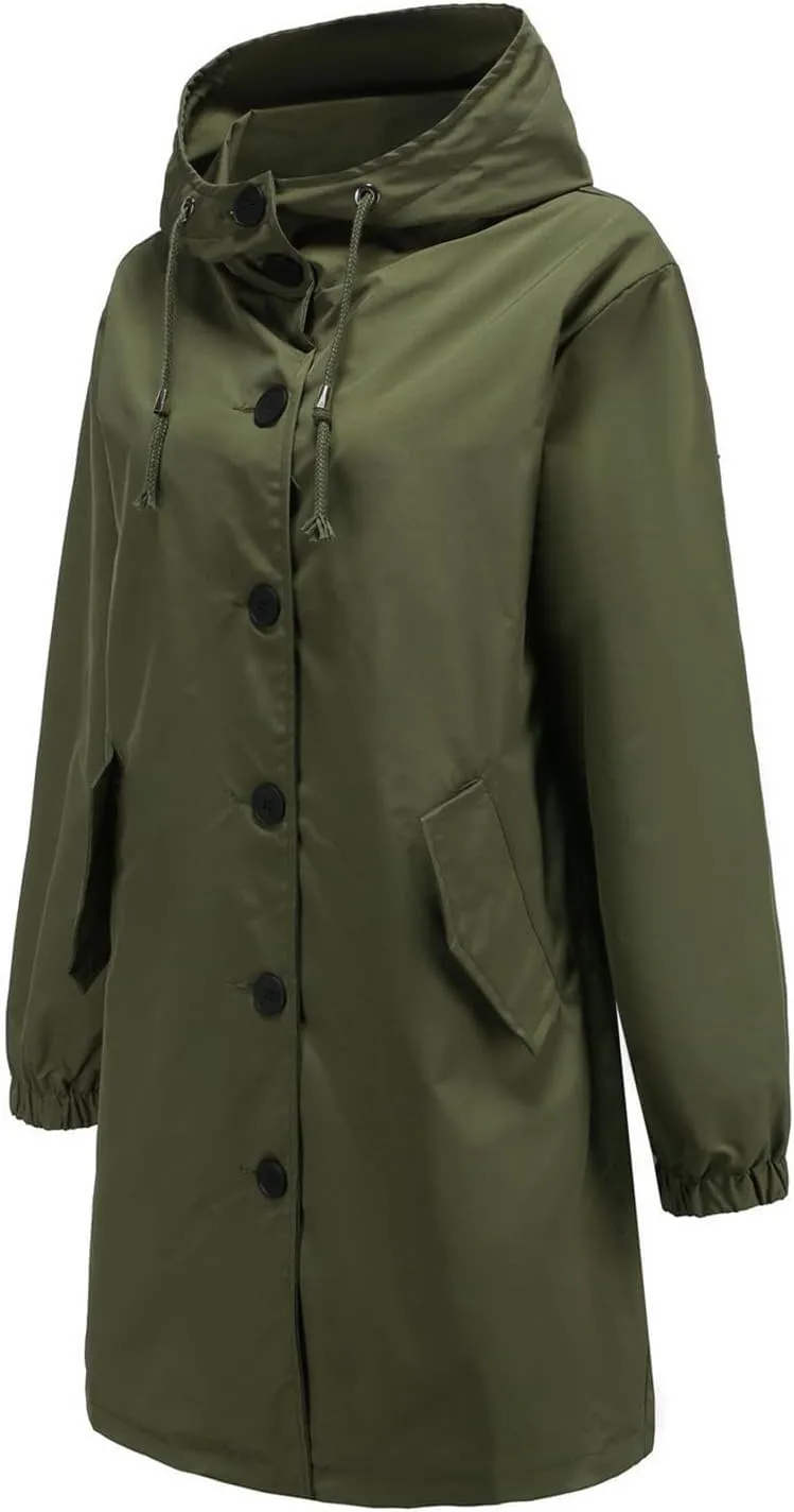 FMCHICO Rain Jacket Women Waterproof Lightweight Raincoat with Hood for Hiking Outdoor Travel