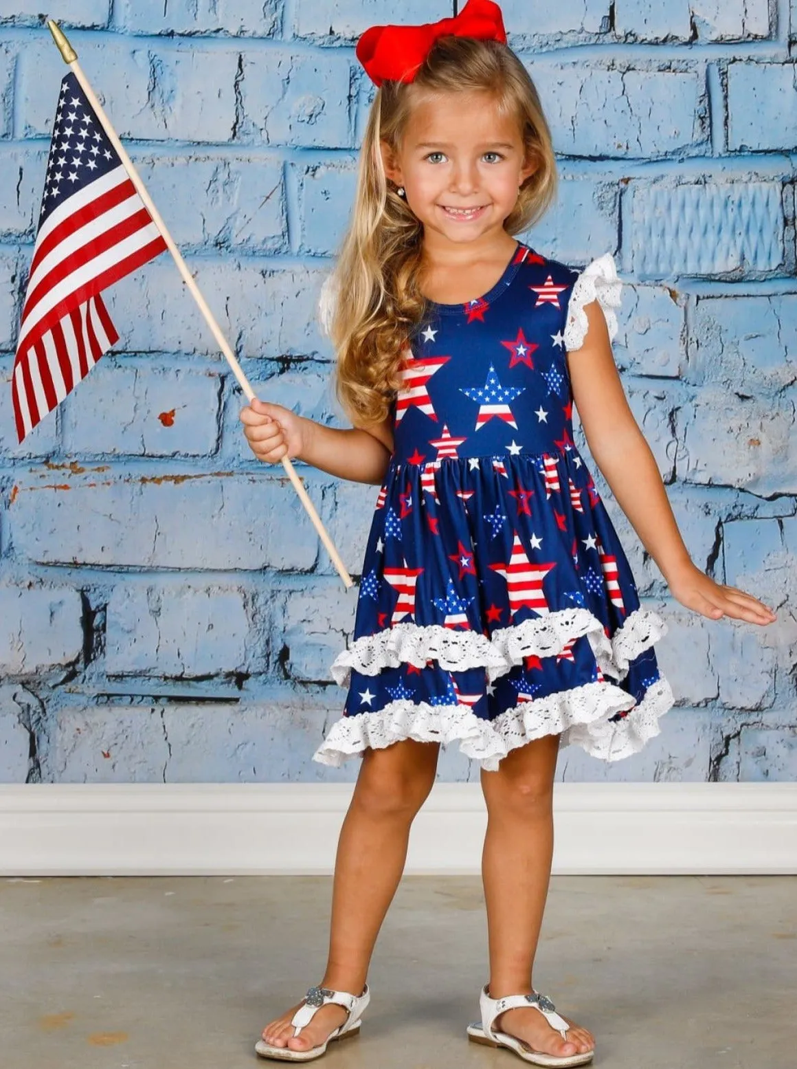 Freedom Flutters Lace Tiered Ruffled Dress