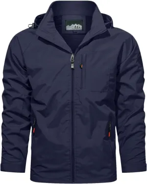 Full Zip Outdoor Jackets for Men Waterproof Fall Winter Trendy Rain Coats Windproof Hooded Clothes Hiking Plus Size Hoodies