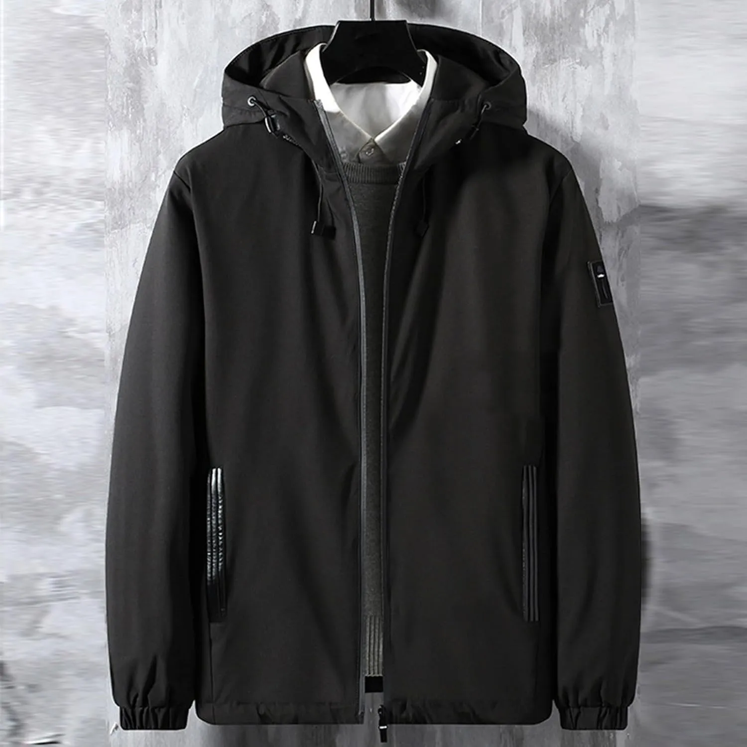 Full Zip Outdoor Jackets for Men Waterproof Fall Winter Trendy Rain Coats Windproof Hooded Clothes Hiking Plus Size Hoodies