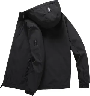 Full Zip Outdoor Jackets for Men Waterproof Fall Winter Trendy Rain Coats Windproof Hooded Clothes Hiking Plus Size Hoodies