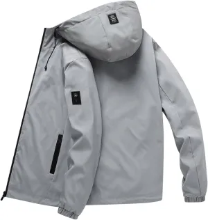 Full Zip Outdoor Jackets for Men Waterproof Fall Winter Trendy Rain Coats Windproof Hooded Clothes Hiking Plus Size Hoodies