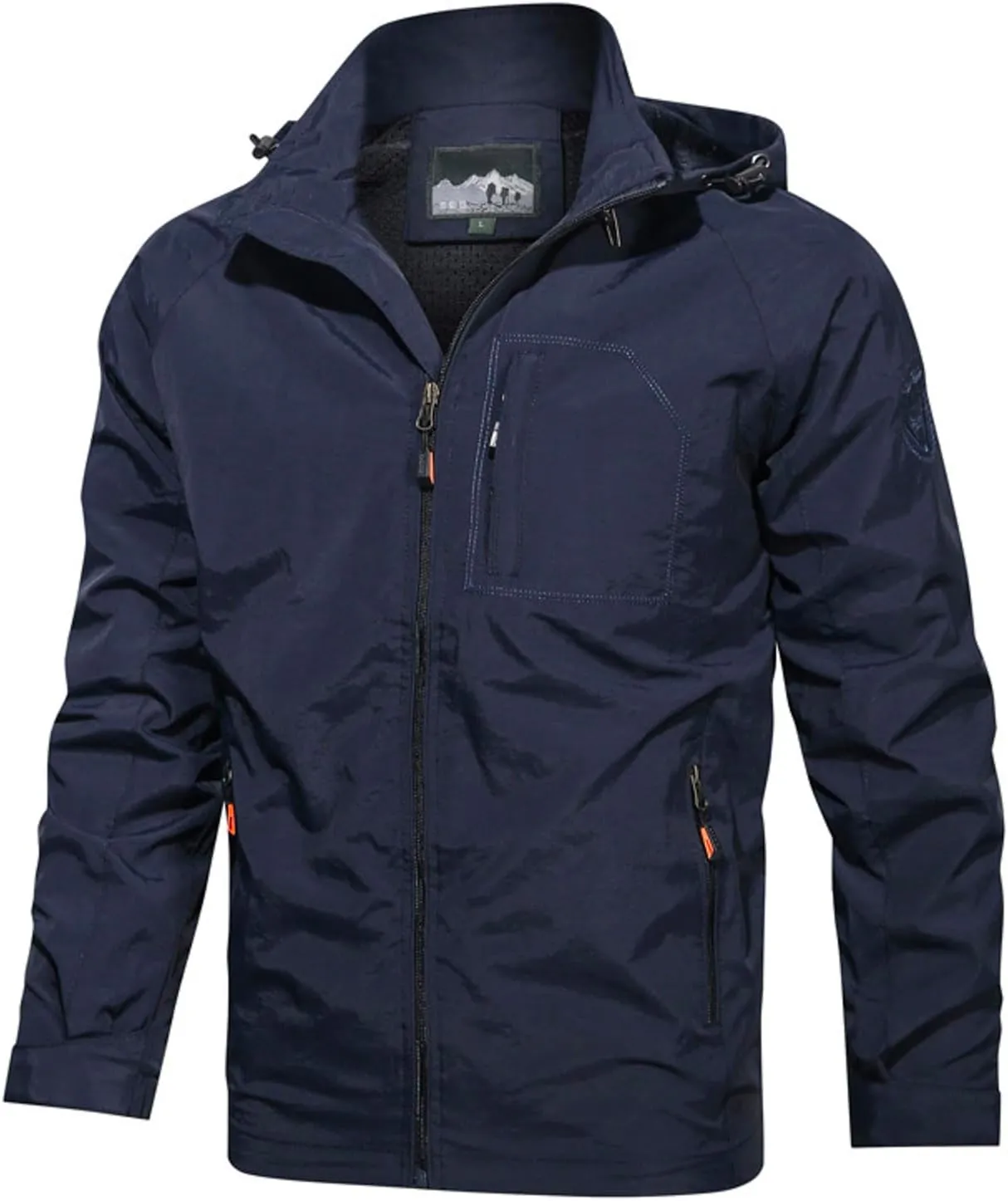Full Zip Outdoor Jackets for Men Waterproof Fall Winter Trendy Rain Coats Windproof Hooded Clothes Hiking Plus Size Hoodies