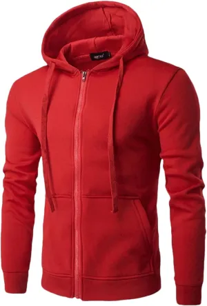Full Zip Up Hoodie Men Hoodies Heavyweight Fleece Sweatshirt Slim Fit Jackets with Pockets
