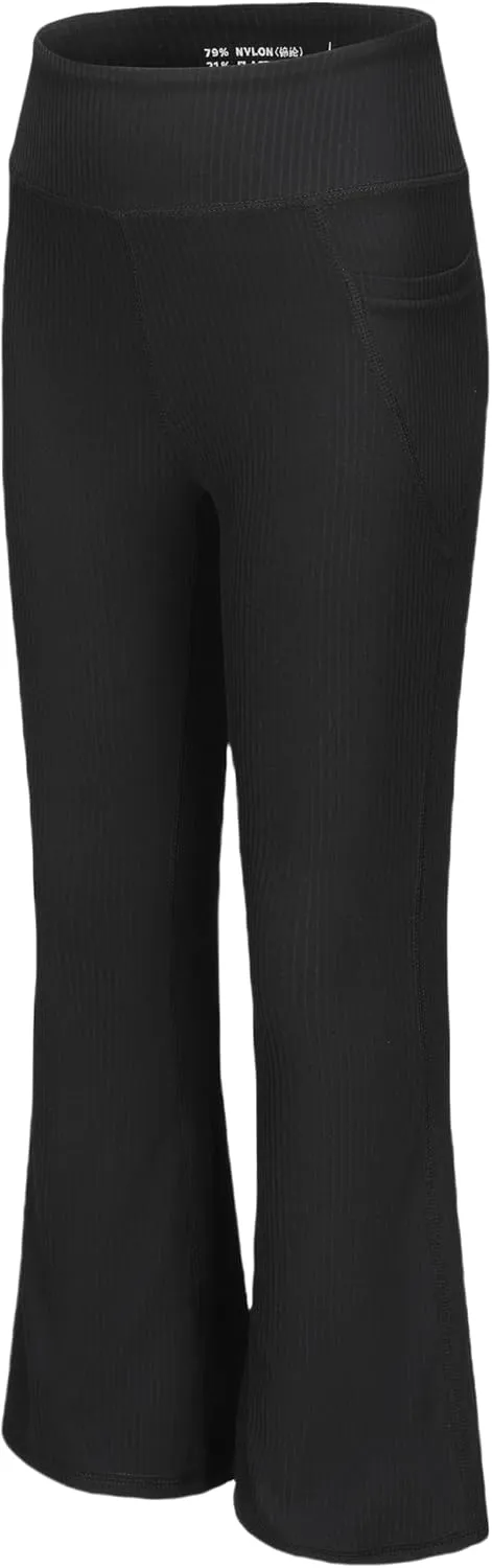 Girl's Flare Leggings with Pockets Kids Stretch Bell Bottoms Flare Pants Dance Bell Bottoms Leggings Size 5-12Y