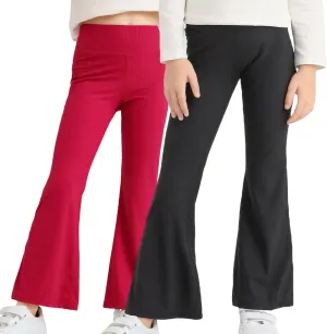 Girl's Flare Leggings with Pockets Kids Stretch Bell Bottoms Flare Pants Dance Bell Bottoms Leggings Size 5-12Y