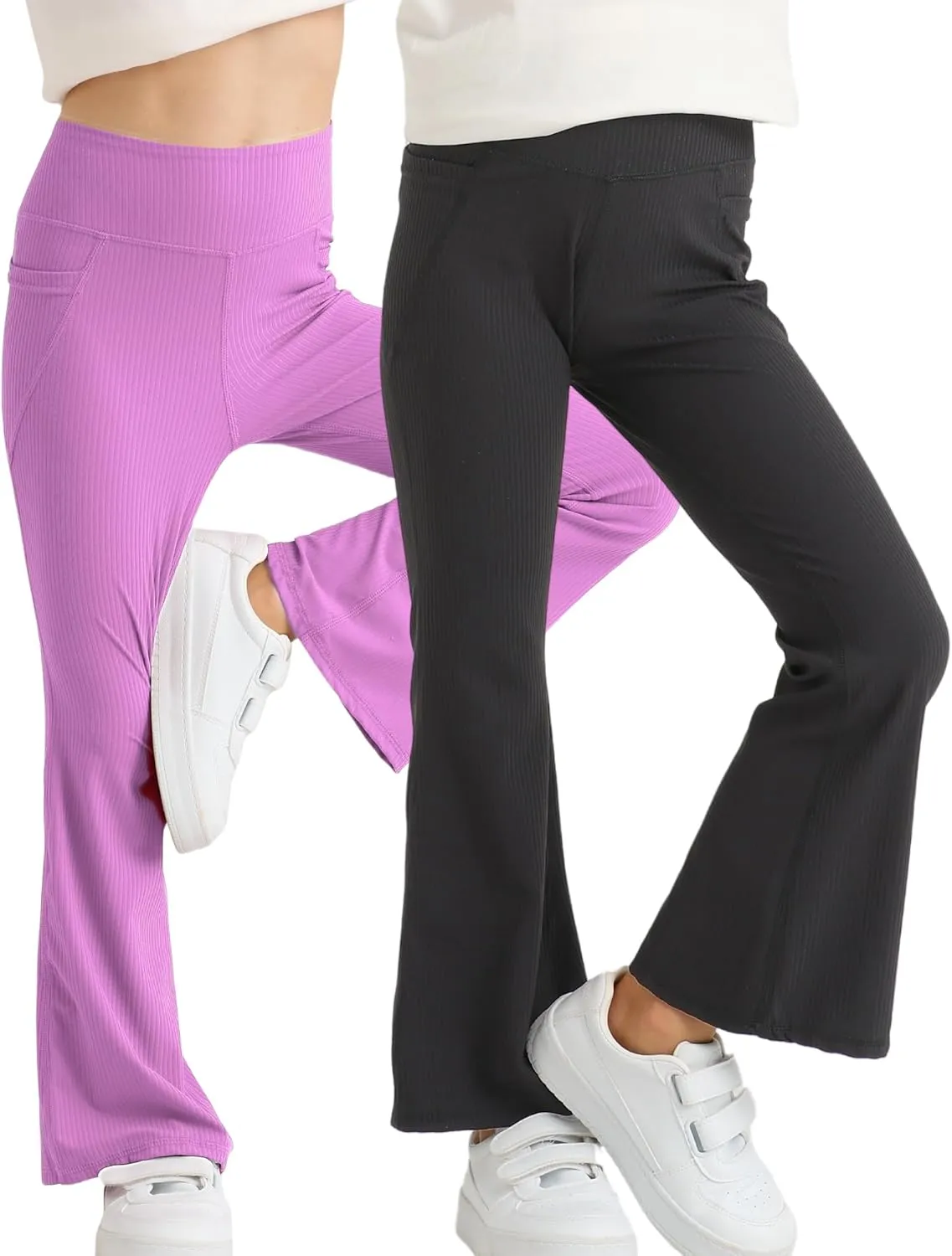 Girl's Flare Leggings with Pockets Kids Stretch Bell Bottoms Flare Pants Dance Bell Bottoms Leggings Size 5-12Y
