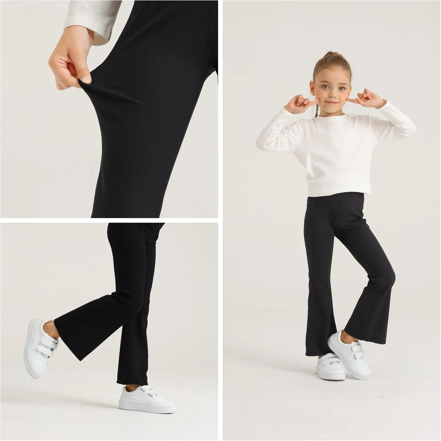 Girl's Flare Leggings with Pockets Kids Stretch Bell Bottoms Flare Pants Dance Bell Bottoms Leggings Size 5-12Y