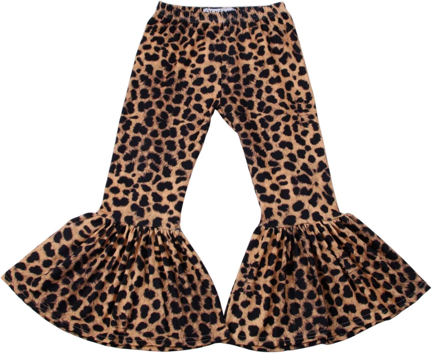 Girls Ruffle Leggings Leopard Print Bell Bottoms Flare Pants