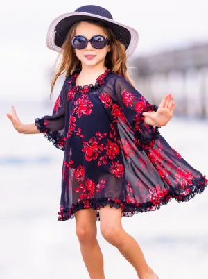 Girls See Through The Clouds Floral Cover Up