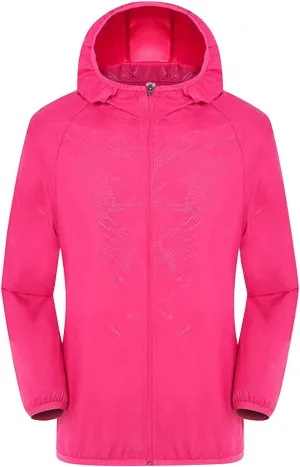 GOKKILRW Women Waterproof Lightweight Rain Jacket Active Outdoor Hooded Raincoats Packable Full Zipper Raincoats Windbreaker