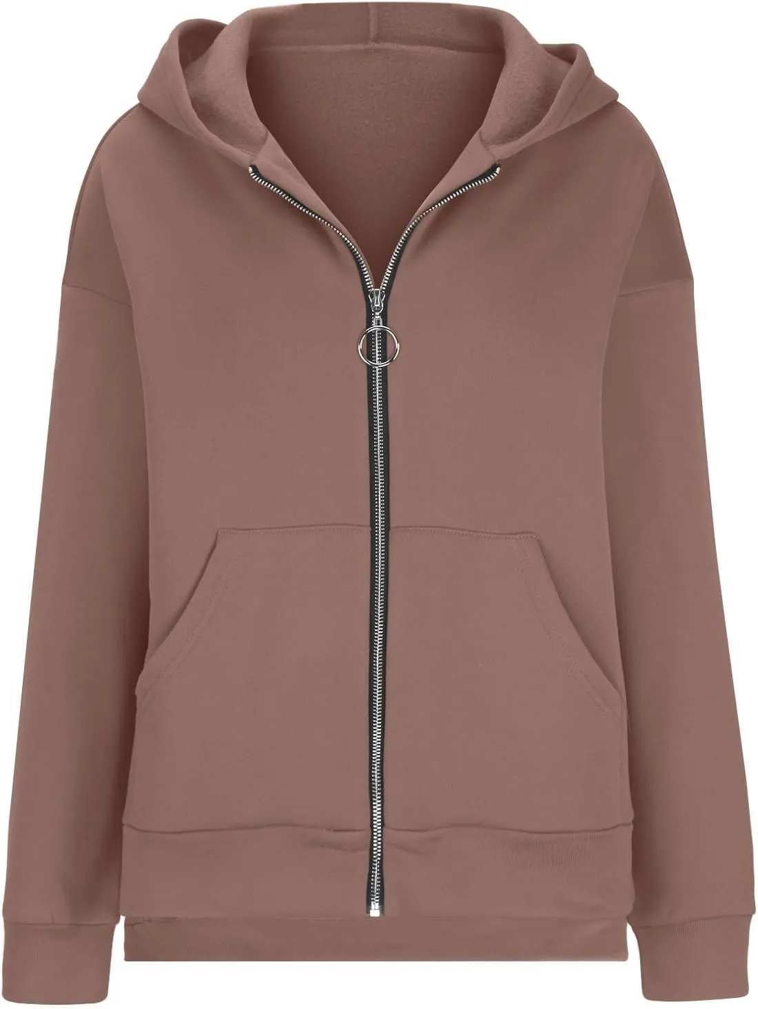 hlysgo Women's Hoodies Full Zip Up Oversized Sweatshirt with Pockets, Zip Up Hoodies Casual Sweatshirts Fall Jackets