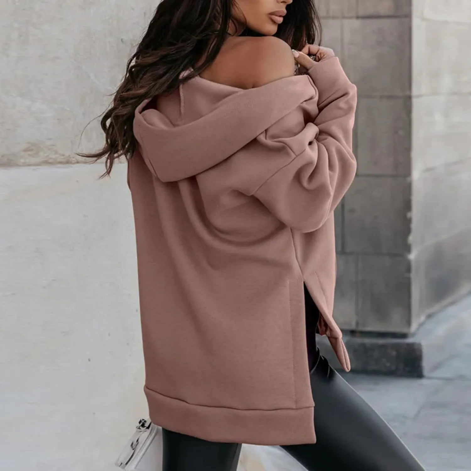 hlysgo Women's Hoodies Full Zip Up Oversized Sweatshirt with Pockets, Zip Up Hoodies Casual Sweatshirts Fall Jackets